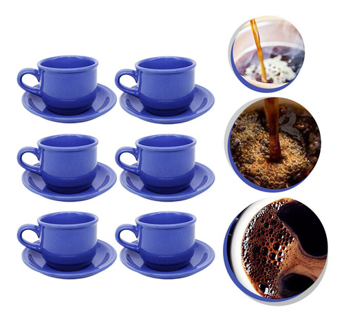 Imagem 3 de 7 de Jogo Xicaras Com Pires Café De Manhã Chá Com Pires Cerâmica