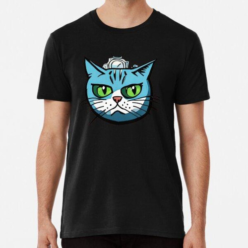 Remera Cute Cat With Green Eyes. Vector Illustration On Whit