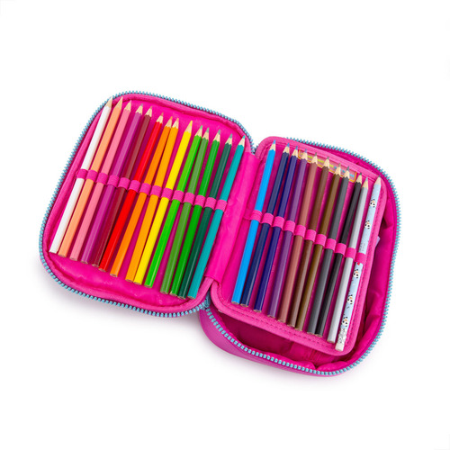 Estojo Box Escolar Luluca Youtuber Meninas Juvenil Cor Rosa Nylon com matelassê