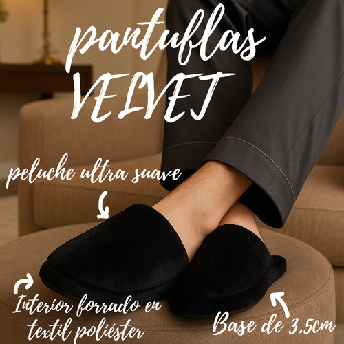 Pantufla Hombre Solanas Velvet 612 Peluche Suave Abrigada