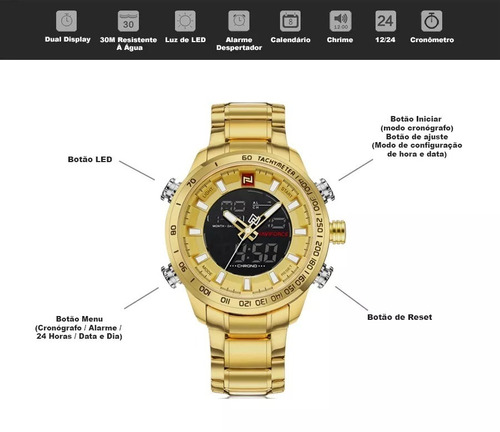 Relogio Masculino Naviforce Dourado