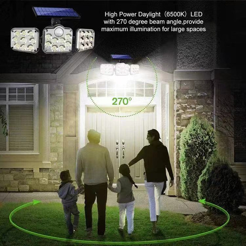 Luminaria Solar Para Jardin Con 3 Cabezas De Lamparas