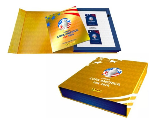 Box Album Capa Dura Ouro + 50 Envelopes Copa América 2024