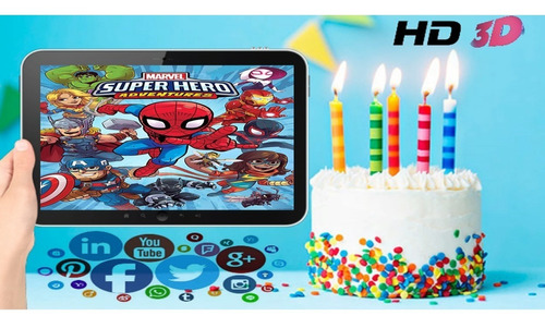 Vídeo Invitación Cumpleaños Los Superhéroes De Marvel Hd 3d
