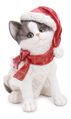 Gato Cachecol E Gorro 21,6cm Enfeite Pendente Natalino