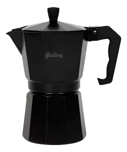 Cafetera Aluminio Total Black Italiana Inducción 6 Pocillos