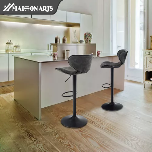 MAISON ARTS Juego de 2 taburetes de bar giratorios de altura de mostrador,  taburetes de bar ajustables con respaldo para encimera de cocina, sillas