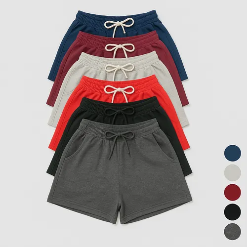 comprar Short Feminino  Moletom Kit 4 Peças Bolso E Amarra Moda