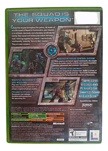 Star Wars Republic Comando Original Fisico Para Xbox Clasico (Usado)