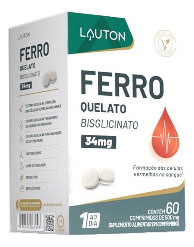 Suplemento De Ferro Quelado 60 Capsulas + Sabor Without Flavor