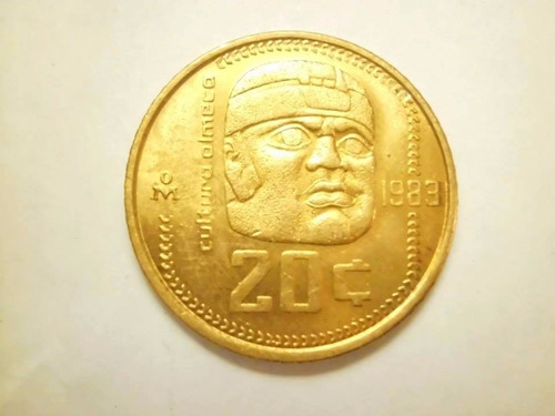 Moneda 20 Centavos Cultura Olmeca  Bronce