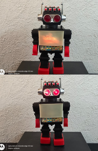 Robot Saturn Vintage Años 80's En Caja Completo De Colección Robot Saturn Vintage Negro (Usado)