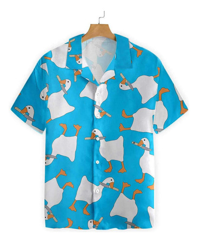 Ghb Camisa Hawaiana Funny Duck T571 Pato Con Cuchillo I