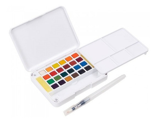 Imagen 5 de 9 de Kit De Acuarelas Profesionales X24 + 7 Pinceles + Block