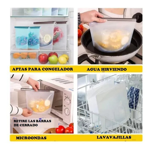 Bolsas Silicón Reusable Antiderrames Herméticas 3 Pzs