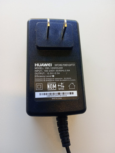 Eliminador Huawei 12 Volts 2 Amperes 3.5 Milmetros 