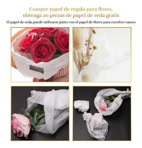 20 Hojas Papel Coreano Para Ramos Bouquet Floral Traslúcido 001Verde