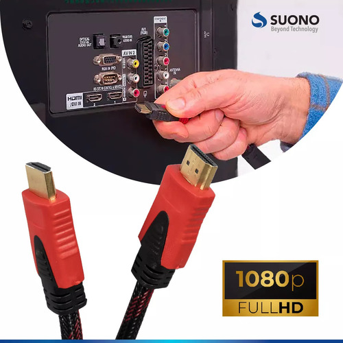 Cable Hdmi 1,5 Mts 1080p Mallado V1.4 Filtros Puntas Doradas