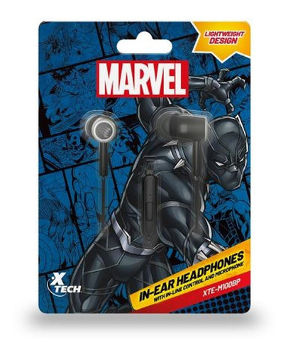 Auricular Xtech C/mic Marvel Black Panther (xte-m100bp)