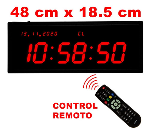 Reloj Digital De Pared Led Control Remoto Cronómetro 46x22 +