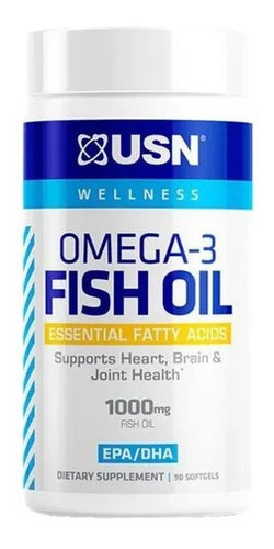 Óleo de peixe Omega 3 USN 90 Softgel Orig. Sabor sem sabor/1 garrafa