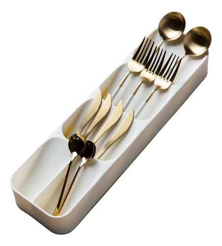 Bandeja Organizadora Para Cubiertos 39x10 Cms Gris Color Beige