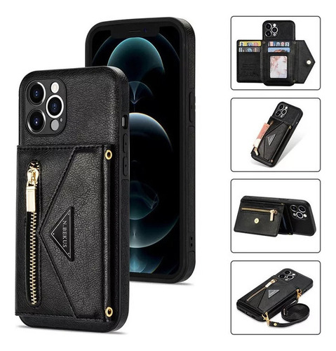 Funda De Piel Para iPhone Funda Tipo Cartera Con Correa