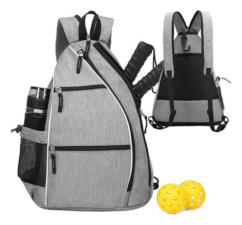 Bolsa De Tenis, Mochila Para Raqueta De Tenis Y Pickleball Color Gris