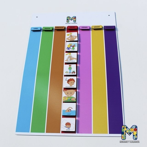 Agenda Visual Pictogramas Autismo Placa + 39 Pictos + 7 Días