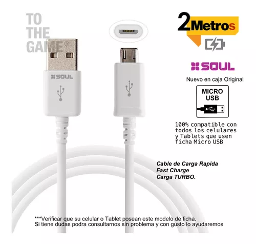 Cable Usb Carga Rapida Turbo Y Datos 2 Metros - Micro Usb