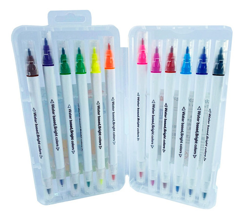 Marcadores Fibrones Doble Punta X 12 Colores Dibujo 11441