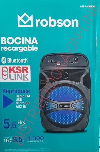 Bafle Amplificado 6.5 Robson Recargable 4300w Pmpo Msa-8006