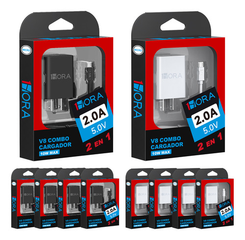 10 Piezas Cargador Usb Con Cable Micro Usb 1hora Cargadores Con 10 Pack Cable Compatible Con Samsung Motorola Oppo