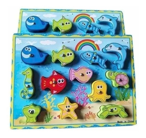 Juego De Pesca Magnéticos Puzzle Rompecabezas Didactico 12pz