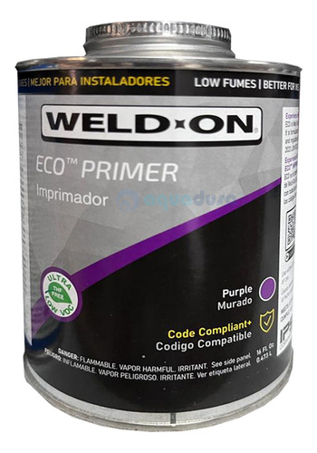 Imprimador Tuberia Pvc 1/2 Litro Weld-on Eco Primer Morado