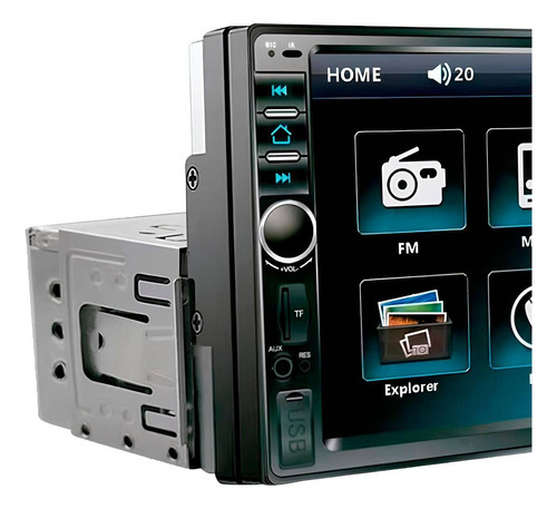 Central Multimídia Mp5 1din 2din 7po Espelhamento Usb Bt Aux