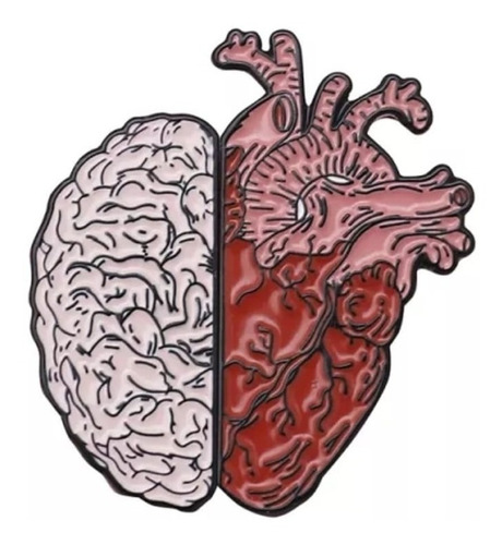 Pin Prendedor Doble Corazón Y Cerebro