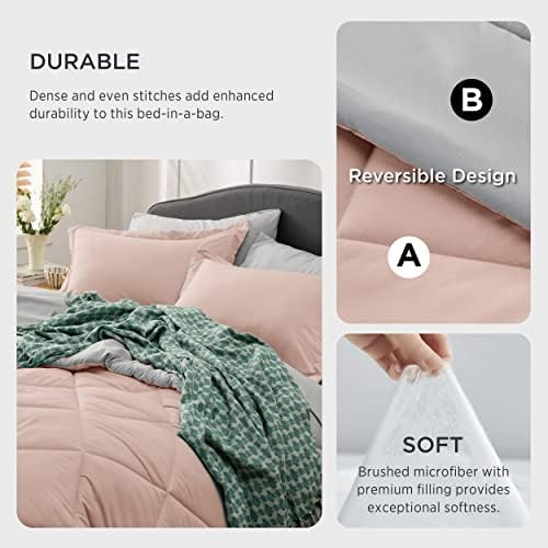 Bedsure Blush Pink Queen Juego De Edredón - Cama Queen Rever