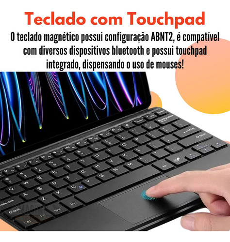Case Tablet Compatível Galaxy Tab A9 8.7 X110 Teclado Slim Cor Preto
