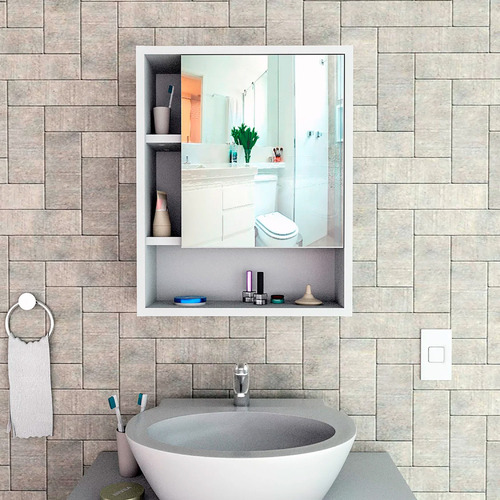 Estante Repisa De Baño Con Espejo Blanco
