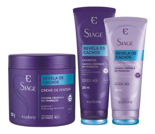  Kit Siage Revela Cachos Shampoo+condicionador+creme Pentear