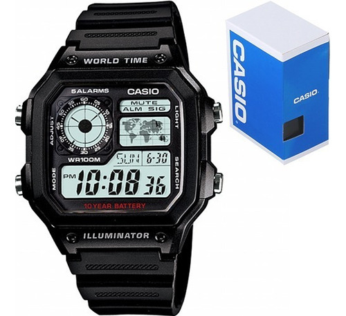 Reloj De Pulsera Casio Digital Ae-1200 De Cuerpo Color Negro