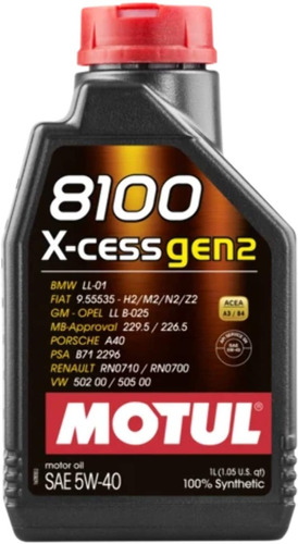 Aceite X-cess Gen2 5w-40 Motul 10977 Sintetico El Mejor 1lt