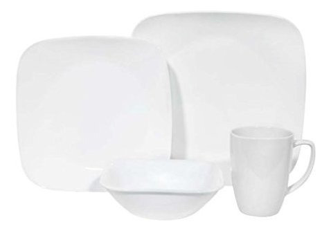 Juego De Vajilla Corelle Square De 16 Piezas, Blanco Puro, S