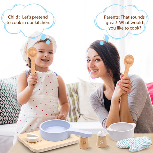 Set De Cocina De Madera Para Niños Con Utensilios Falsos
