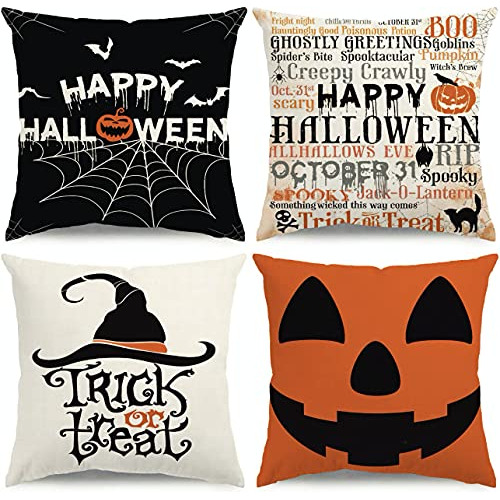 Modovos Juego De 4 Fundas De Almohada Decorativas De Hallowe