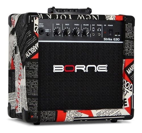 Cubo Amplificador De Guitarra Borne Strike Standart G30 Cor Hollywood 110V/220V