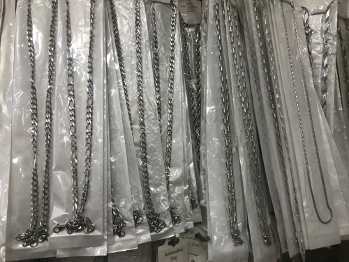 Corrente Aço Inox Kit 10 Peças Atacado + Cor Prateado