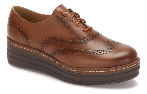 Mocasin Andrea Plataforma Corrida Con Agujetas Dama Cafe Cuotas