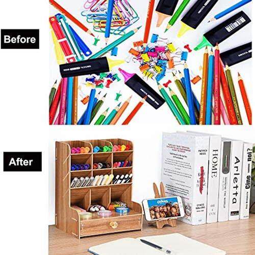 Organizador De Escritorio De Madera Marbrasse, Multifunciona